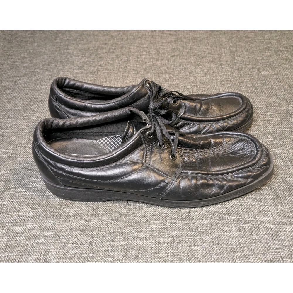 Vintage Wonderlite Sears Mens Black Leather Loafers Slip On Shoes 11 D US Mens